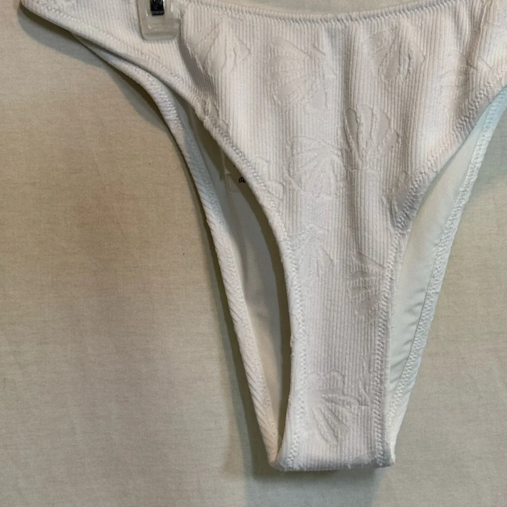 AA-533 Aerie NWT Cheekiest White Summer Swim Bikini‎ Bottoms Size S